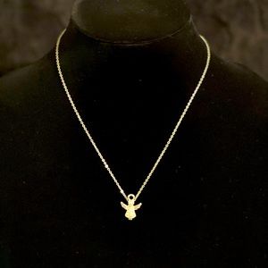 Silver tone necklace with Angel pearl pendant